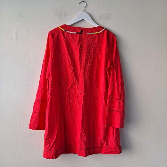 Prana Womens Boho Red Slit Front Long Sleeve Lacy Mini Dress / Tunic - Size L - Picture 4 of 11